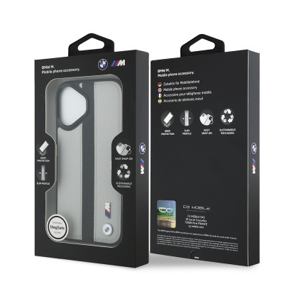 Apple iPhone 17 Kılıf BMW Orjinal Lisanslı M-safe Şarj Özellikli Deri Arka Yüzey Metal Logolu Delikli Şerit Tasarımlı Kapak - 11