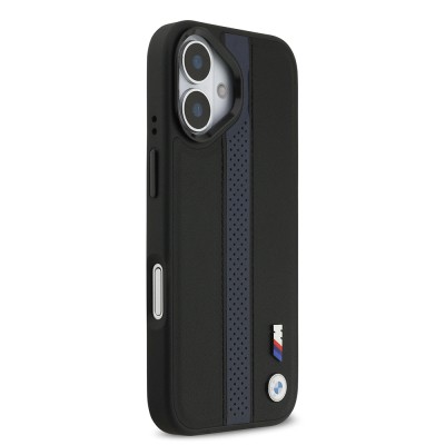 Apple iPhone 17 Kılıf BMW Orjinal Lisanslı M-safe Şarj Özellikli Deri Arka Yüzey Metal Logolu Delikli Şerit Tasarımlı Kapak - 14