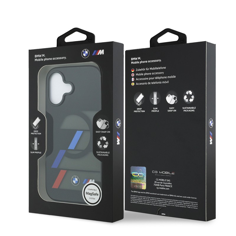Apple iPhone 17 Kılıf BMW Orjinal Lisanslı M-safe Şarj Özellikli IML Baskılı Üç Renkli M Dizayn Kapak - 9