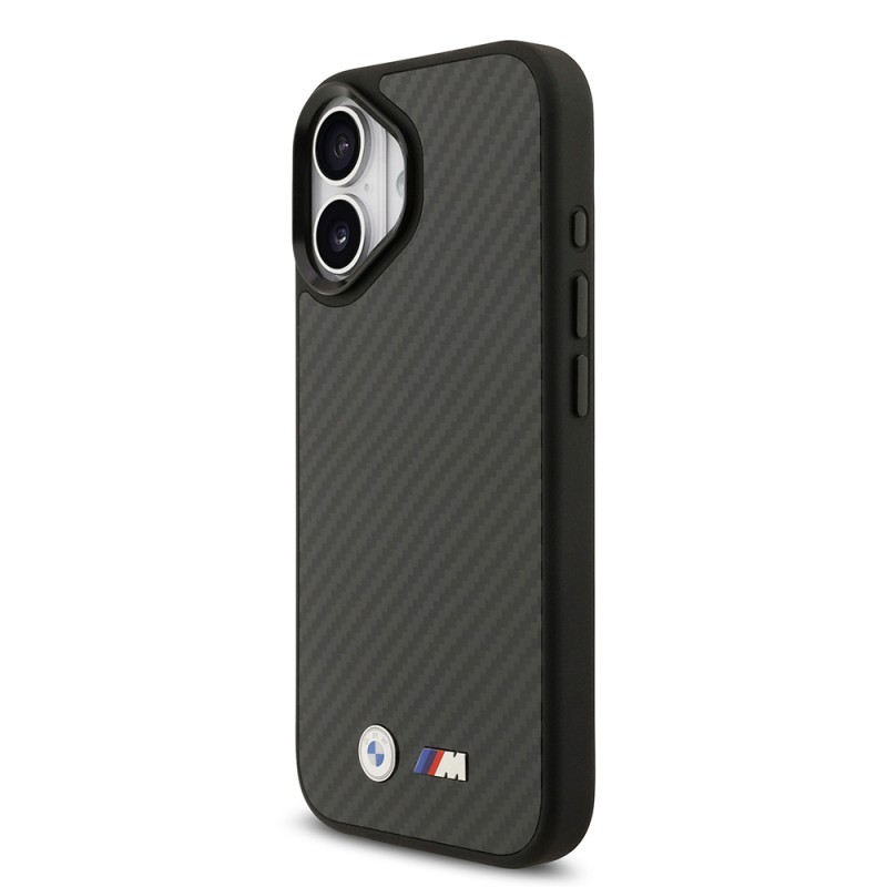 Apple iPhone 17 Kılıf BMW Orjinal Lisanslı M-safe Şarj Özellikli Karbon Fiber Metal Logolu Kapak - 3