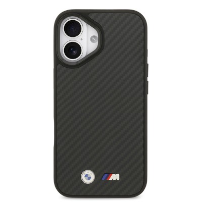 Apple iPhone 17 Kılıf BMW Orjinal Lisanslı M-safe Şarj Özellikli Karbon Fiber Metal Logolu Kapak - 4