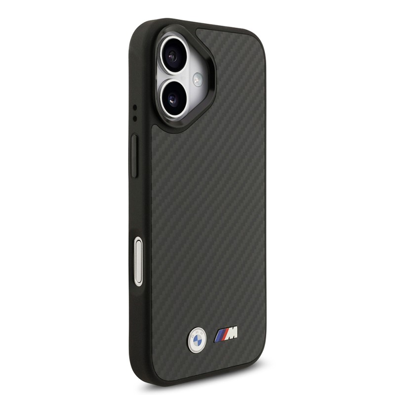 Apple iPhone 17 Kılıf BMW Orjinal Lisanslı M-safe Şarj Özellikli Karbon Fiber Metal Logolu Kapak - 5