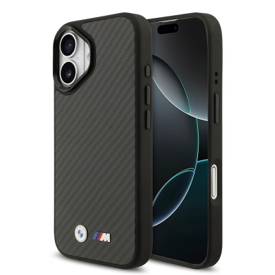Apple iPhone 17 Kılıf BMW Orjinal Lisanslı M-safe Şarj Özellikli Karbon Fiber Metal Logolu Kapak - 2
