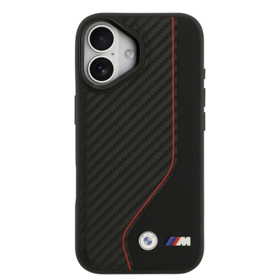 Apple iPhone 17 Kılıf BMW Orjinal Lisanslı M-safe Şarj Özellikli Metal BMW ve M Logolu PU Karbon Tasarımlı Kapak - 8