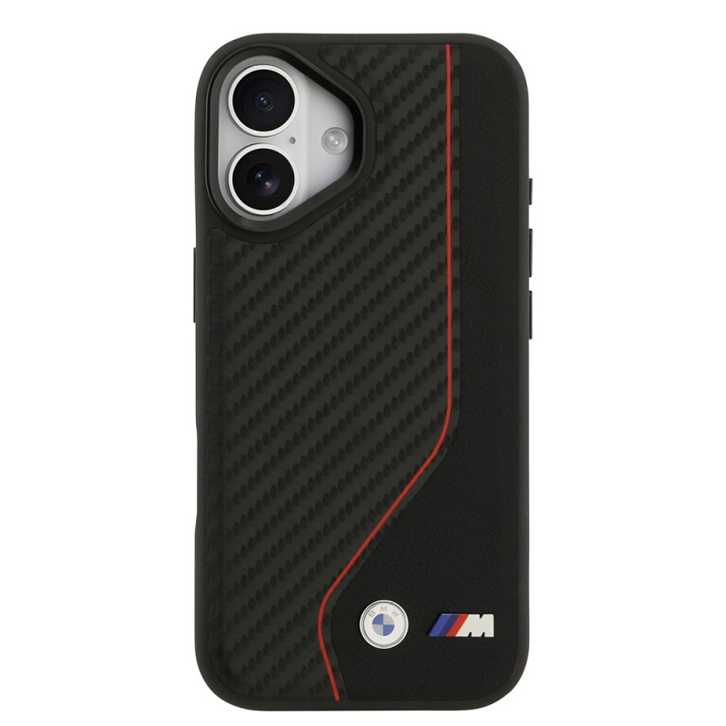 Apple iPhone 17 Kılıf BMW Orjinal Lisanslı M-safe Şarj Özellikli Metal BMW ve M Logolu PU Karbon Tasarımlı Kapak - 8