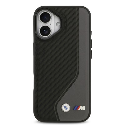 Apple iPhone 17 Kılıf BMW Orjinal Lisanslı M-safe Şarj Özellikli Metal BMW ve M Logolu PU Karbon Tasarımlı Kapak - 12