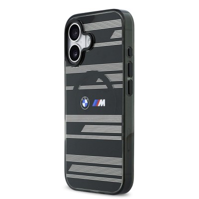 Apple iPhone 17 Kılıf BMW Orjinal Lisanslı M-safe Şarj Özellikli Metal Kamera Butonlu Yatay Şeritli M Dizayn Kapak - 4