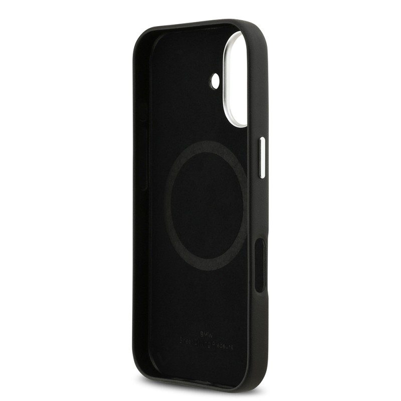 Apple iPhone 17 Kılıf BMW Orjinal Lisanslı M-safe Şarj Özellikli Metal Logolu Tam Kaplama Deri Kapak - 9