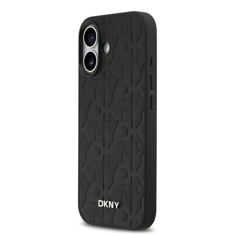 Apple iPhone 17 Kılıf DKNY Orjinal Lisanslı M-safe Şarj Özellikli 3D Yazılı Grid Pattern Kapak - 3
