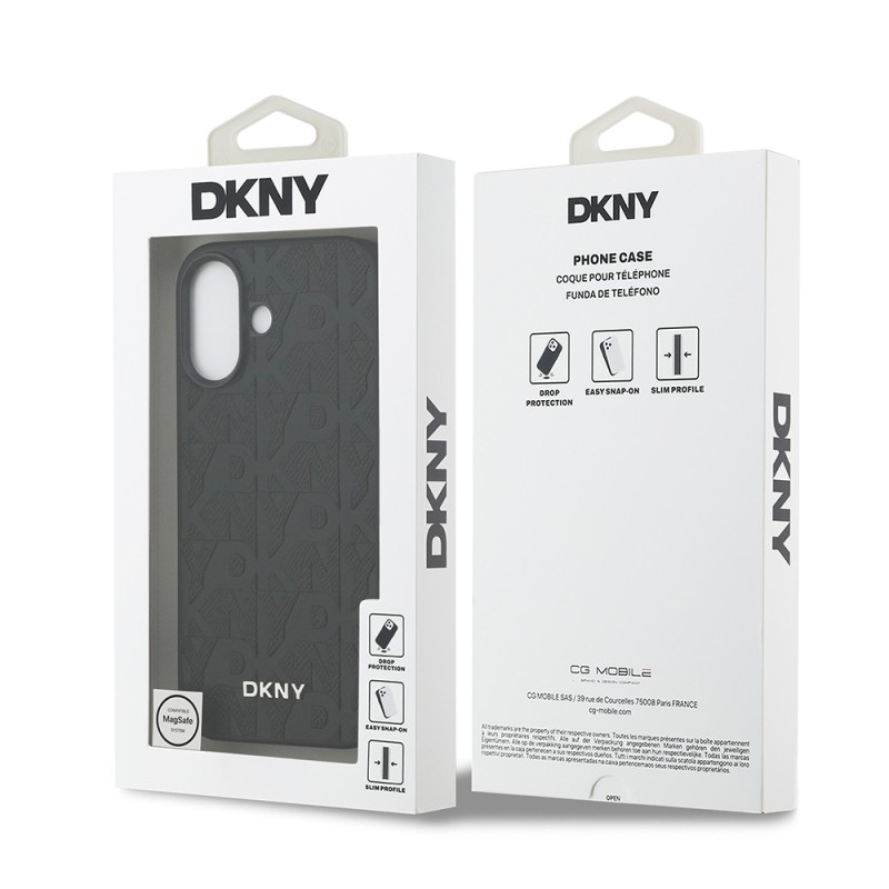 Apple iPhone 17 Kılıf DKNY Orjinal Lisanslı M-safe Şarj Özellikli 3D Yazılı Grid Pattern Kapak - 9