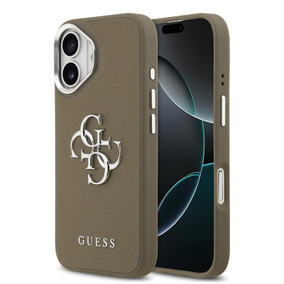 Apple iPhone 17 Kılıf Guess Orjinal Lisanslı Grained 4G Metal Büyük Logolu Kapak - Guess