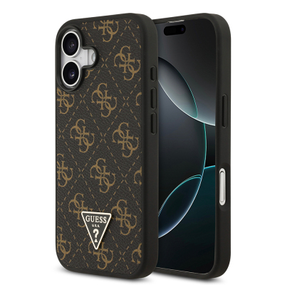 Apple iPhone 17 Kılıf Guess Orjinal Lisanslı PU Deri 4G Desenli Üçgen Logolu Kapak - Guess