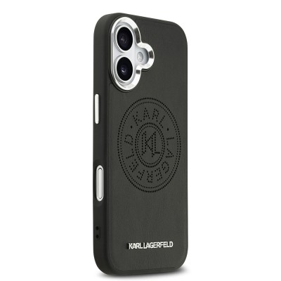 Apple iPhone 17 Kılıf Karl Lagerfeld Orjinal Lisanslı M-safe Şarj Özellikli Delikli Tasarım Metal Logolu PU Deri Kapak - 5