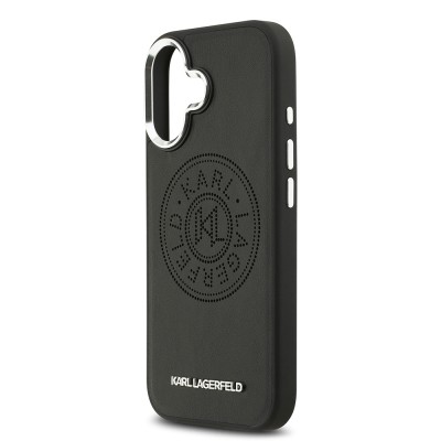 Apple iPhone 17 Kılıf Karl Lagerfeld Orjinal Lisanslı M-safe Şarj Özellikli Delikli Tasarım Metal Logolu PU Deri Kapak - 7