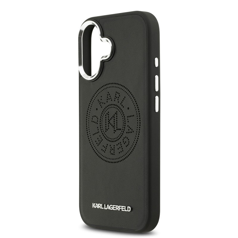 Apple iPhone 17 Kılıf Karl Lagerfeld Orjinal Lisanslı M-safe Şarj Özellikli Delikli Tasarım Metal Logolu PU Deri Kapak - 7