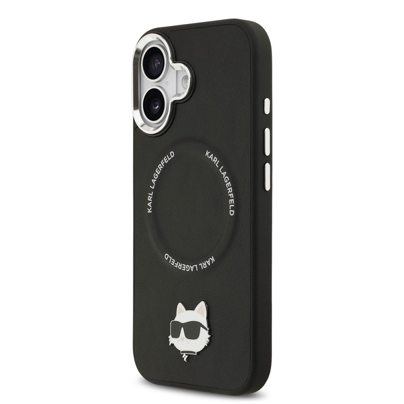 Apple iPhone 17 Kılıf Karl Lagerfeld Orjinal Lisanslı M-safe Şarj Özellikli Metal Kamera ve Buton Tasarımlı Choupette PU Deri Kapak - 3