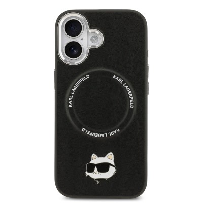 Apple iPhone 17 Kılıf Karl Lagerfeld Orjinal Lisanslı M-safe Şarj Özellikli Metal Kamera ve Buton Tasarımlı Choupette PU Deri Kapak - 4