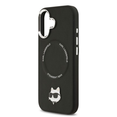 Apple iPhone 17 Kılıf Karl Lagerfeld Orjinal Lisanslı M-safe Şarj Özellikli Metal Kamera ve Buton Tasarımlı Choupette PU Deri Kapak - 7