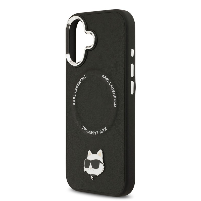 Apple iPhone 17 Kılıf Karl Lagerfeld Orjinal Lisanslı M-safe Şarj Özellikli Metal Kamera ve Buton Tasarımlı Choupette PU Deri Kapak - 7