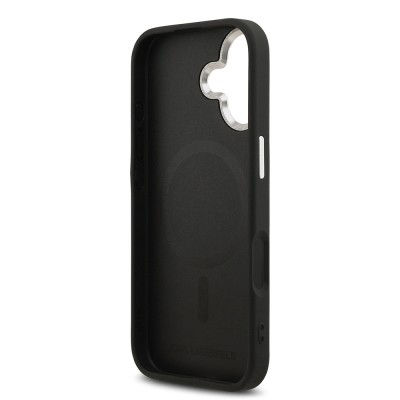 Apple iPhone 17 Kılıf Karl Lagerfeld Orjinal Lisanslı M-safe Şarj Özellikli Metal Kamera ve Buton Tasarımlı Choupette PU Deri Kapak - 8