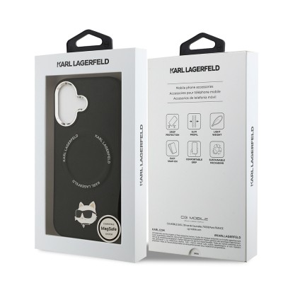 Apple iPhone 17 Kılıf Karl Lagerfeld Orjinal Lisanslı M-safe Şarj Özellikli Metal Kamera ve Buton Tasarımlı Choupette PU Deri Kapak - 9
