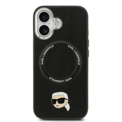 Apple iPhone 17 Kılıf Karl Lagerfeld Orjinal Lisanslı M-safe Şarj Özellikli Metal Kamera ve Buton Tasarımlı Karl PU Deri Kapak - 4