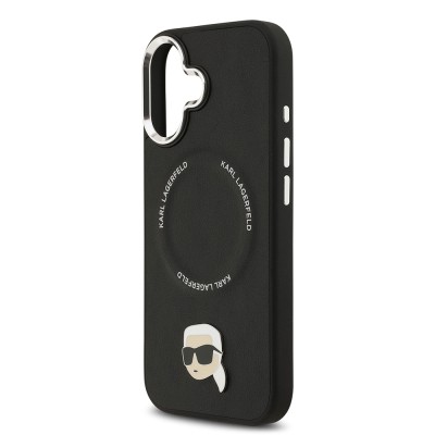 Apple iPhone 17 Kılıf Karl Lagerfeld Orjinal Lisanslı M-safe Şarj Özellikli Metal Kamera ve Buton Tasarımlı Karl PU Deri Kapak - 7