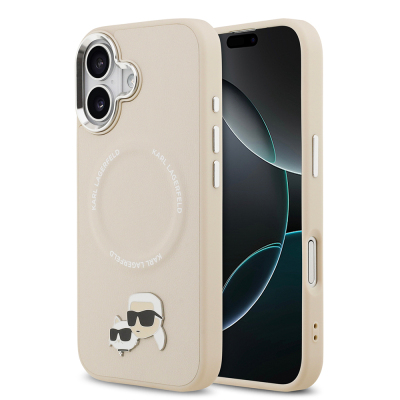 Apple iPhone 17 Kılıf Karl Lagerfeld Orjinal Lisanslı M-safe Şarj Özellikli Metal Kamera ve Buton Tasarımlı K&C PU Deri Kapak - Karl Lagerfeld