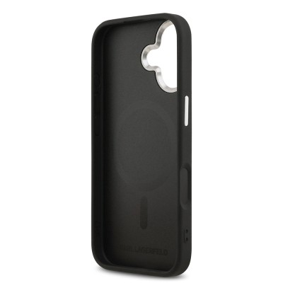 Apple iPhone 17 Kılıf Karl Lagerfeld Orjinal Lisanslı M-safe Şarj Özellikli Metal Kamera ve Buton Tasarımlı K&C PU Deri Kapak - 17