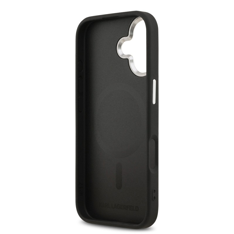 Apple iPhone 17 Kılıf Karl Lagerfeld Orjinal Lisanslı M-safe Şarj Özellikli Metal Kamera ve Buton Tasarımlı K&C PU Deri Kapak - 17
