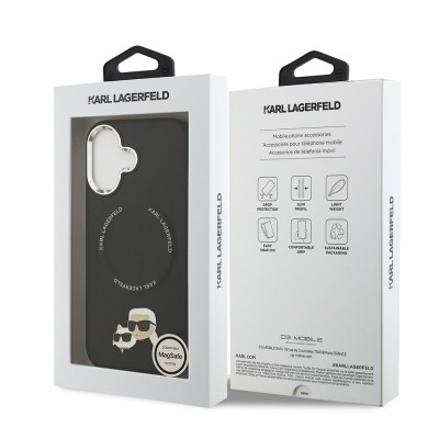 Apple iPhone 17 Kılıf Karl Lagerfeld Orjinal Lisanslı M-safe Şarj Özellikli Metal Kamera ve Buton Tasarımlı K&C PU Deri Kapak - 18