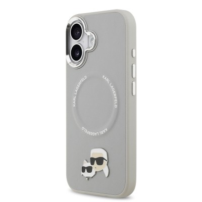 Apple iPhone 17 Kılıf Karl Lagerfeld Orjinal Lisanslı M-safe Şarj Özellikli Metal Kamera ve Buton Tasarımlı K&C PU Deri Kapak - 19