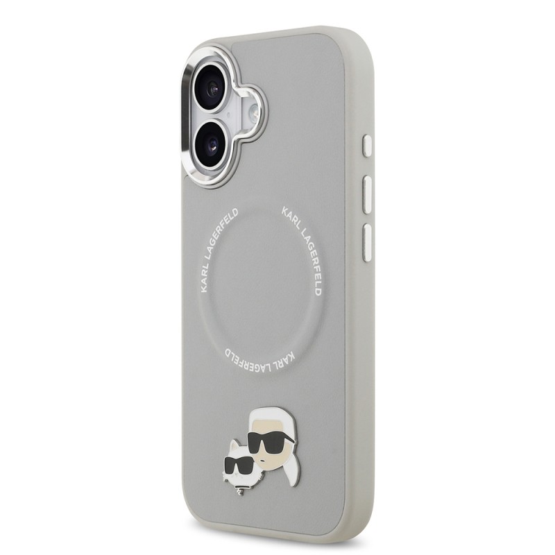 Apple iPhone 17 Kılıf Karl Lagerfeld Orjinal Lisanslı M-safe Şarj Özellikli Metal Kamera ve Buton Tasarımlı K&C PU Deri Kapak - 19