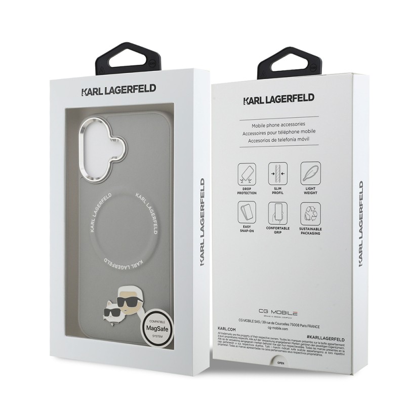 Apple iPhone 17 Kılıf Karl Lagerfeld Orjinal Lisanslı M-safe Şarj Özellikli Metal Kamera ve Buton Tasarımlı K&C PU Deri Kapak - 25