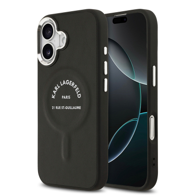 Apple iPhone 17 Kılıf Karl Lagerfeld Orjinal Lisanslı M-safe Şarj Özellikli Metal Kamera ve Buton Tasarımlı Paris RSG PU Deri Kapak - Karl Lagerfeld