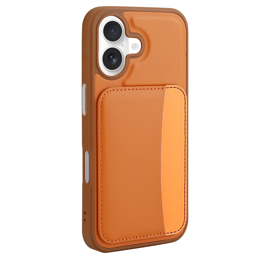 iPhone 17 Kılıf Kartlıklı Zore X-Kart Silikon Kapak - Turuncu
