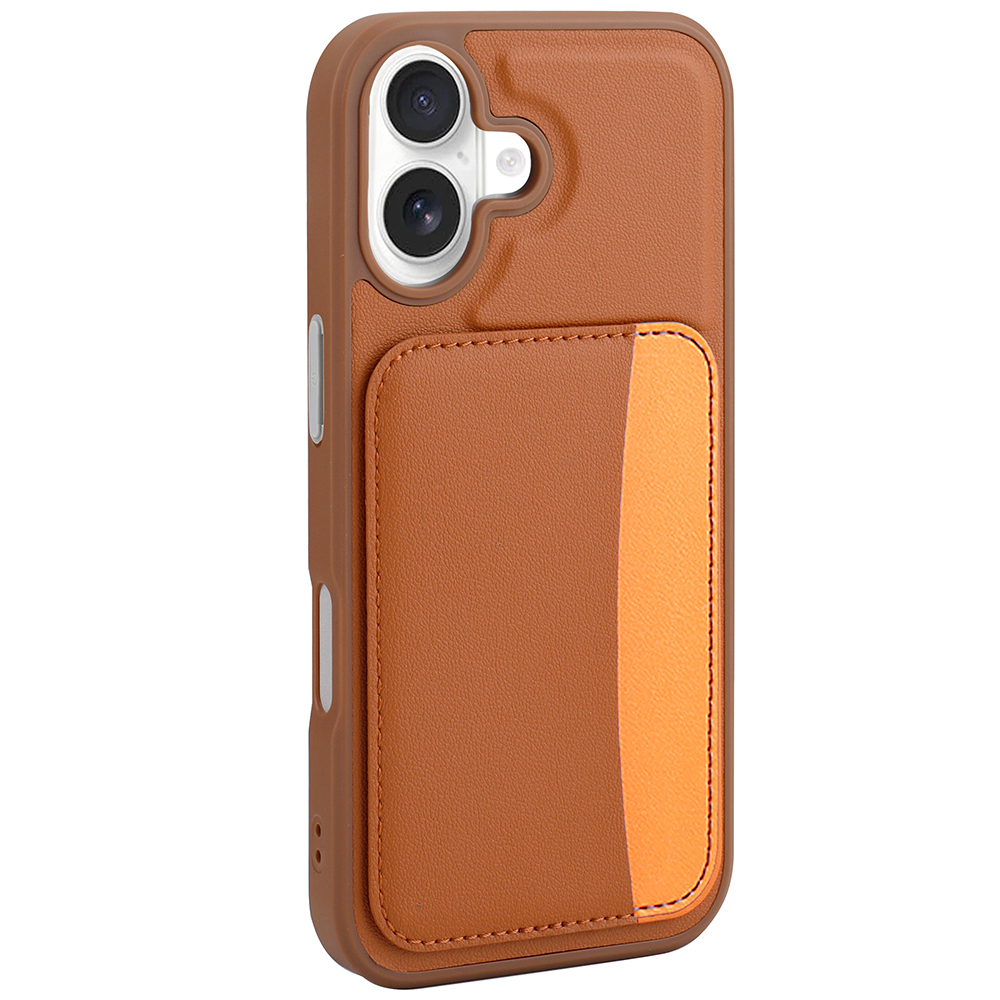 iPhone 17 Kılıf Kartlıklı Zore X-Kart Silikon Kapak - Kahverengi