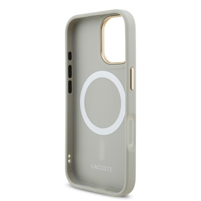 Apple iPhone 17 Kılıf Lacoste Orjinal Lisanslı M-safe Şarj Özellikli Champs Elysees PU Deri Tasarımlı Kapak - 22