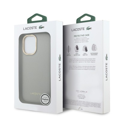 Apple iPhone 17 Kılıf Lacoste Orjinal Lisanslı M-safe Şarj Özellikli Champs Elysees PU Deri Tasarımlı Kapak - 25