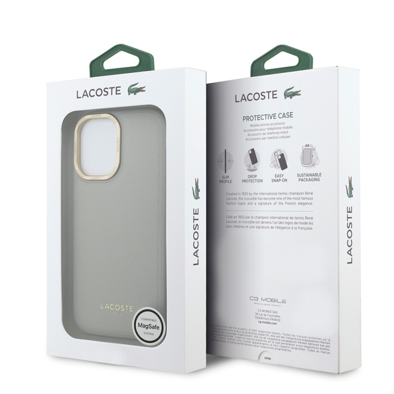 Apple iPhone 17 Kılıf Lacoste Orjinal Lisanslı M-safe Şarj Özellikli Champs Elysees PU Deri Tasarımlı Kapak - 25