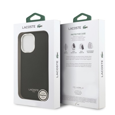 Apple iPhone 17 Kılıf Lacoste Orjinal Lisanslı M-safe Şarj Özellikli Champs Elysees PU Deri Tasarımlı Kapak - 24