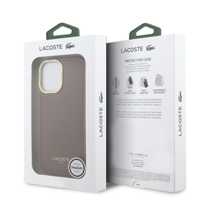 Apple iPhone 17 Kılıf Lacoste Orjinal Lisanslı M-safe Şarj Özellikli Champs Elysees PU Deri Tasarımlı Kapak - 23