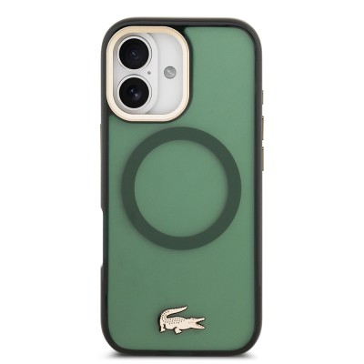 Apple iPhone 17 Kılıf Lacoste Orjinal Lisanslı M-safe Şarj Özellikli Gold Timsah Logolu Buzlu Kapak - 6