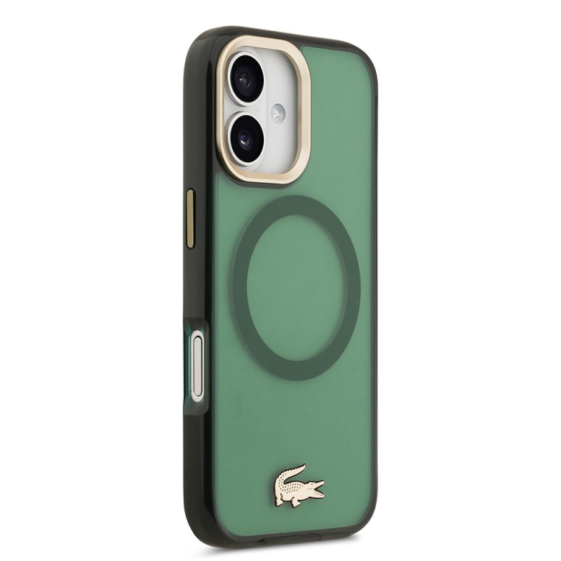 Apple iPhone 17 Kılıf Lacoste Orjinal Lisanslı M-safe Şarj Özellikli Gold Timsah Logolu Buzlu Kapak - 7