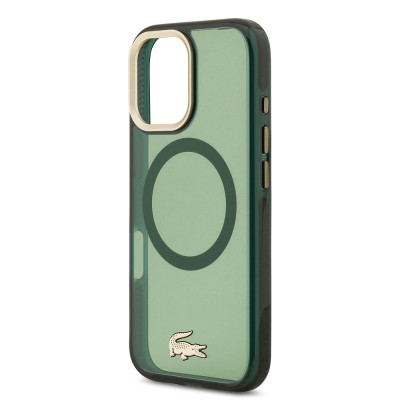 Apple iPhone 17 Kılıf Lacoste Orjinal Lisanslı M-safe Şarj Özellikli Gold Timsah Logolu Buzlu Kapak - 9