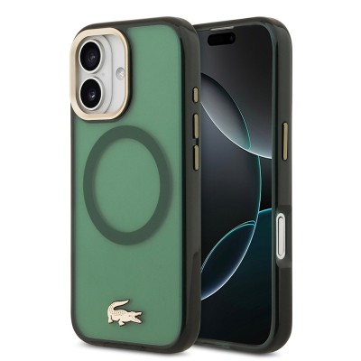 Apple iPhone 17 Kılıf Lacoste Orjinal Lisanslı M-safe Şarj Özellikli Gold Timsah Logolu Buzlu Kapak - 2
