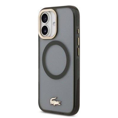 Apple iPhone 17 Kılıf Lacoste Orjinal Lisanslı M-safe Şarj Özellikli Gold Timsah Logolu Buzlu Kapak - 12