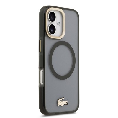 Apple iPhone 17 Kılıf Lacoste Orjinal Lisanslı M-safe Şarj Özellikli Gold Timsah Logolu Buzlu Kapak - 14