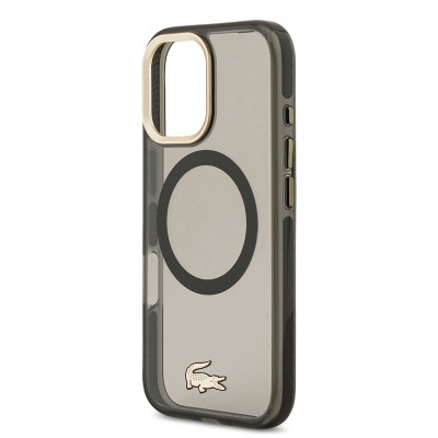Apple iPhone 17 Kılıf Lacoste Orjinal Lisanslı M-safe Şarj Özellikli Gold Timsah Logolu Buzlu Kapak - 16