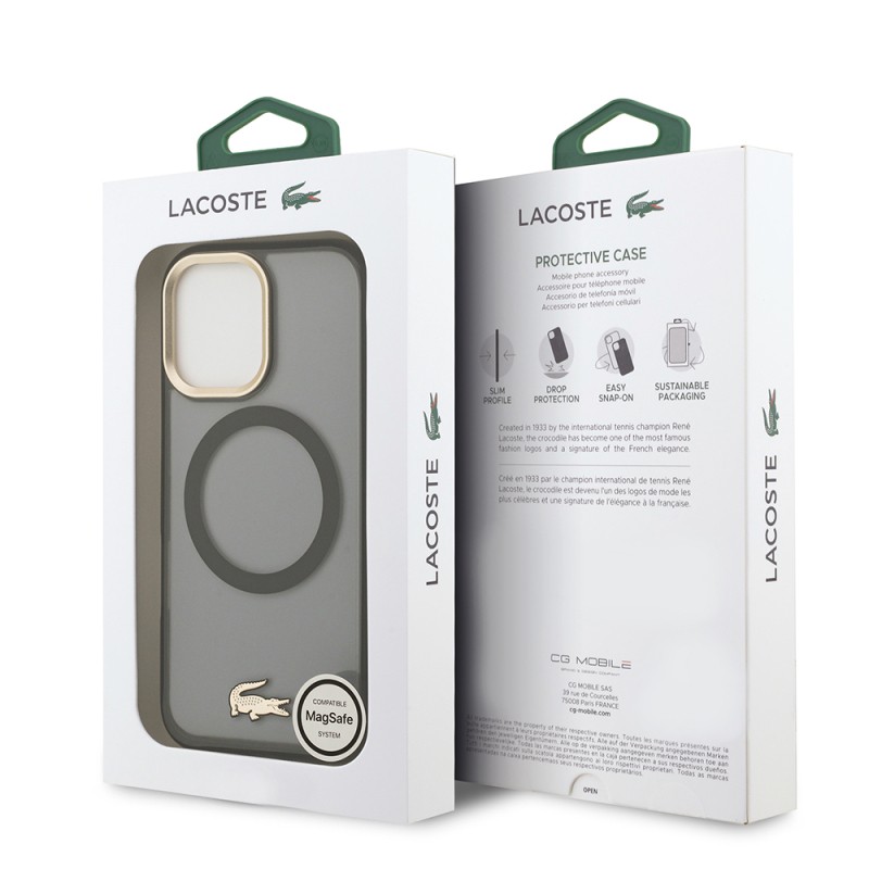 Apple iPhone 17 Kılıf Lacoste Orjinal Lisanslı M-safe Şarj Özellikli Gold Timsah Logolu Buzlu Kapak - 18